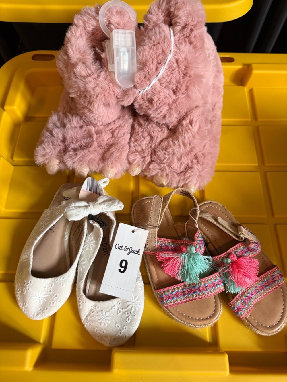 3 pair nwt Cat & Jack Pink Fuzzy Boot Slippers,  2 other kids shoes nwt